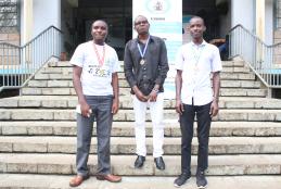 winners if the 1 st Varsity mathematics contest  Ben Tito Kyalo(L),Mumo Sammy(C),Kisenga Titus Muimi(R)